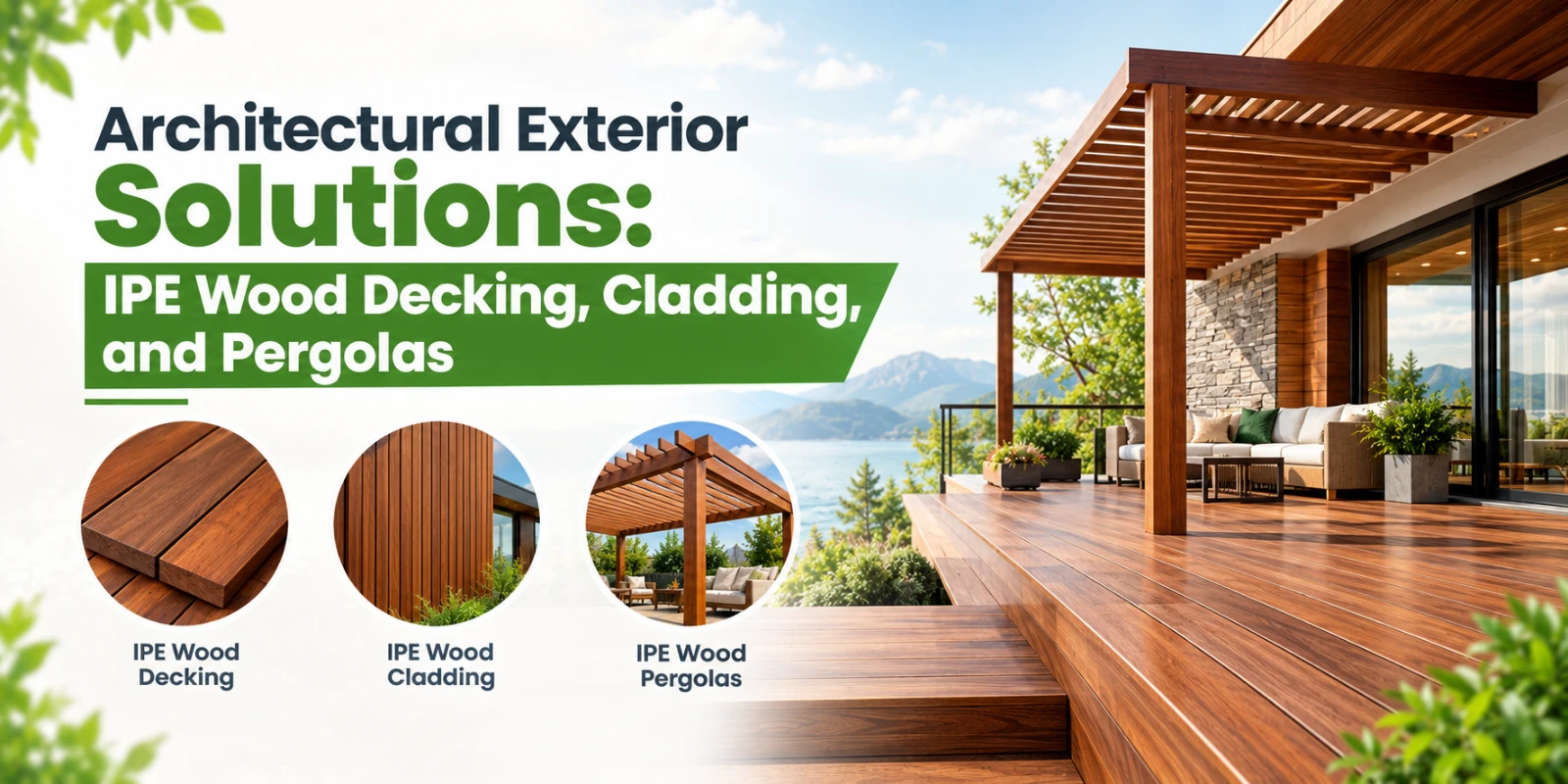 Architectural Exterior Solutions: IPE Wood Decking, Cladding, and Pergolas